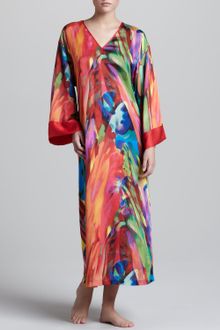 Natori Bengal Printed Satin Caftan - Lyst