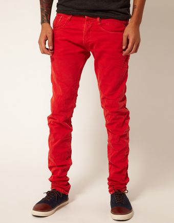 Replay Jeans Anbass Regular Slim Fit Red Overdye Denim - Lyst
