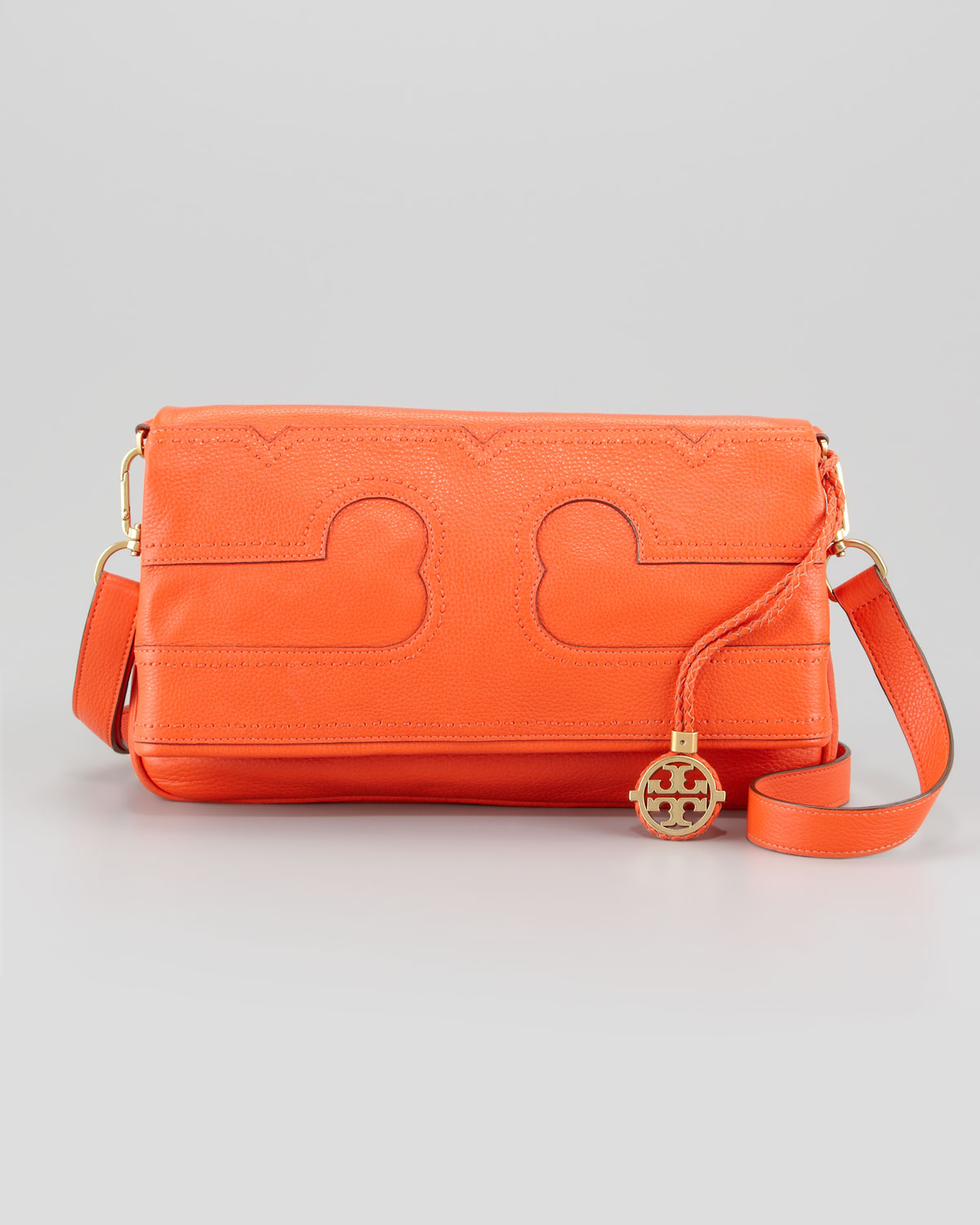 Tory Burch Amalie Foldover Messenger Bag Fire Orange in Orange (FIRE