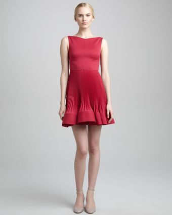 Valentino Plisseskirt Dress Cassis - Lyst