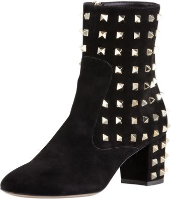 Valentino Rockstud Suede Ankle B - Lyst