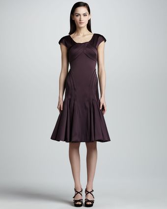 Zac Posen Capsleeve Satin Dress  - Lyst