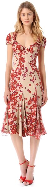 Zac Posen Short Sleeve Print Dress - Lyst