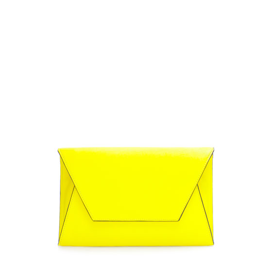 Zara Basic Clutch Bag in Yellow (neon yellow) Lyst