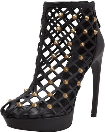 Alexander McQueen Studded Leather Cage Bootie Black - Lyst