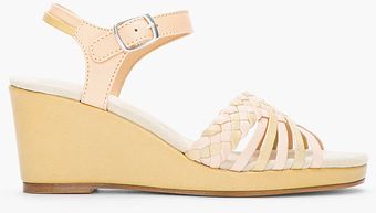 A.P.C. Beige Braided Leather Wedge Sandals - Lyst