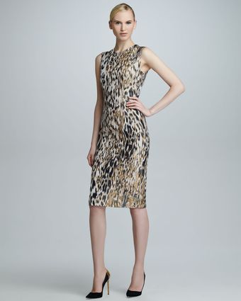 Carolina Herrera Animal Jacquard Sleeveless Sheath Dress - Lyst