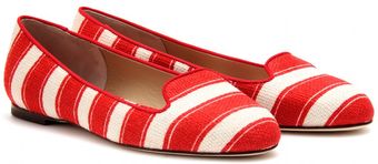 Dolce & Gabbana Wally Striped Linen Slipperstyle Loafers - Lyst