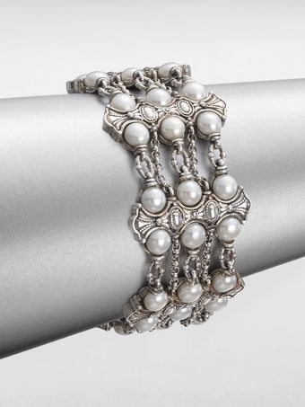 Konstantino Cultured Pearl and Sterling Silver 3row Bracelet - Lyst