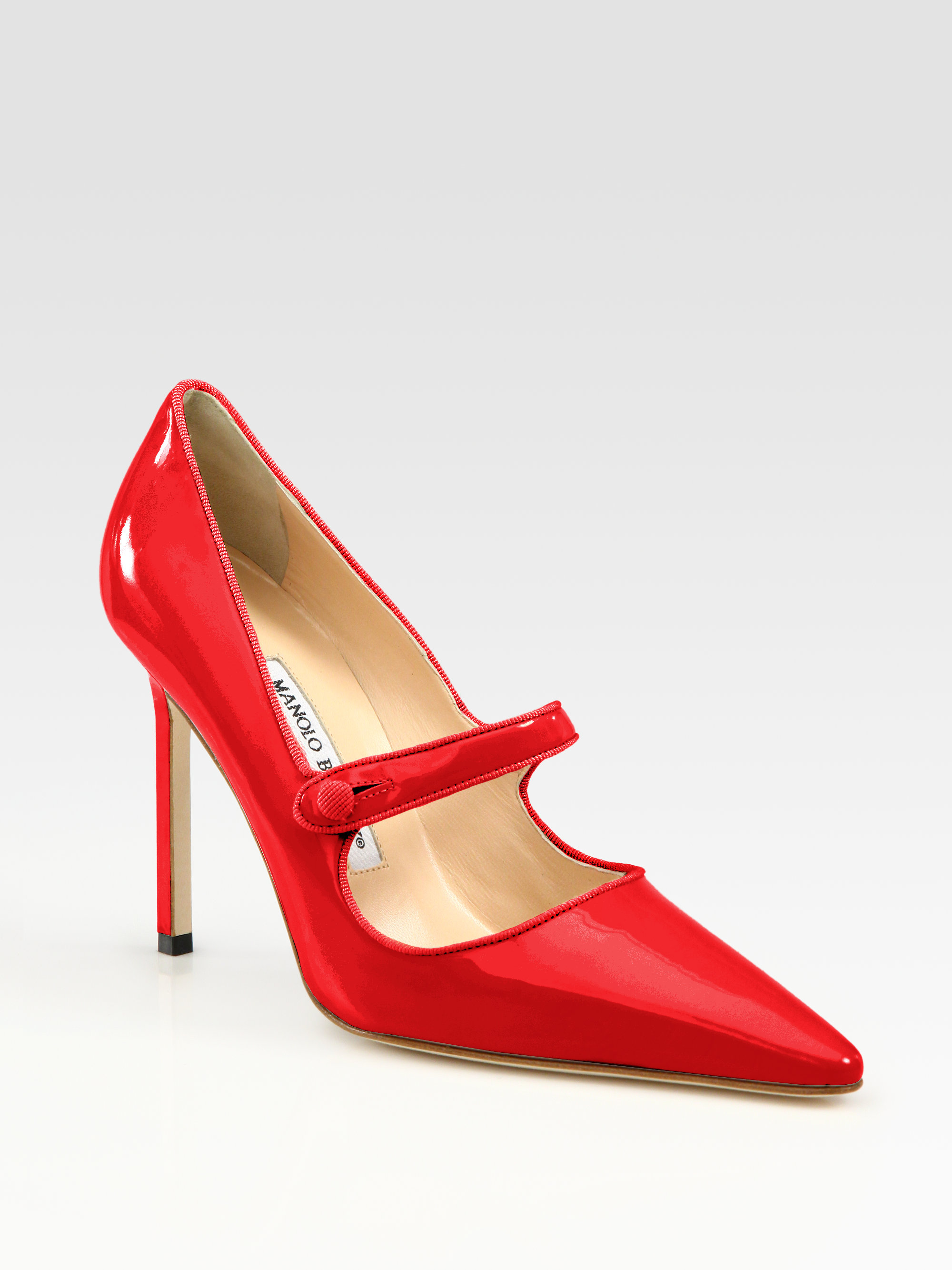 Manolo Blahnik Campari Patent Leather Mary Jane Pumps In Red Lyst