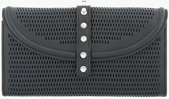 McQ by Alexander McQueen Black Mesh Leather Post Stud Flap Wallet - Lyst