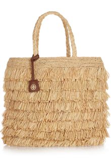 Tory Burch Fringed Raffia Tote - Lyst