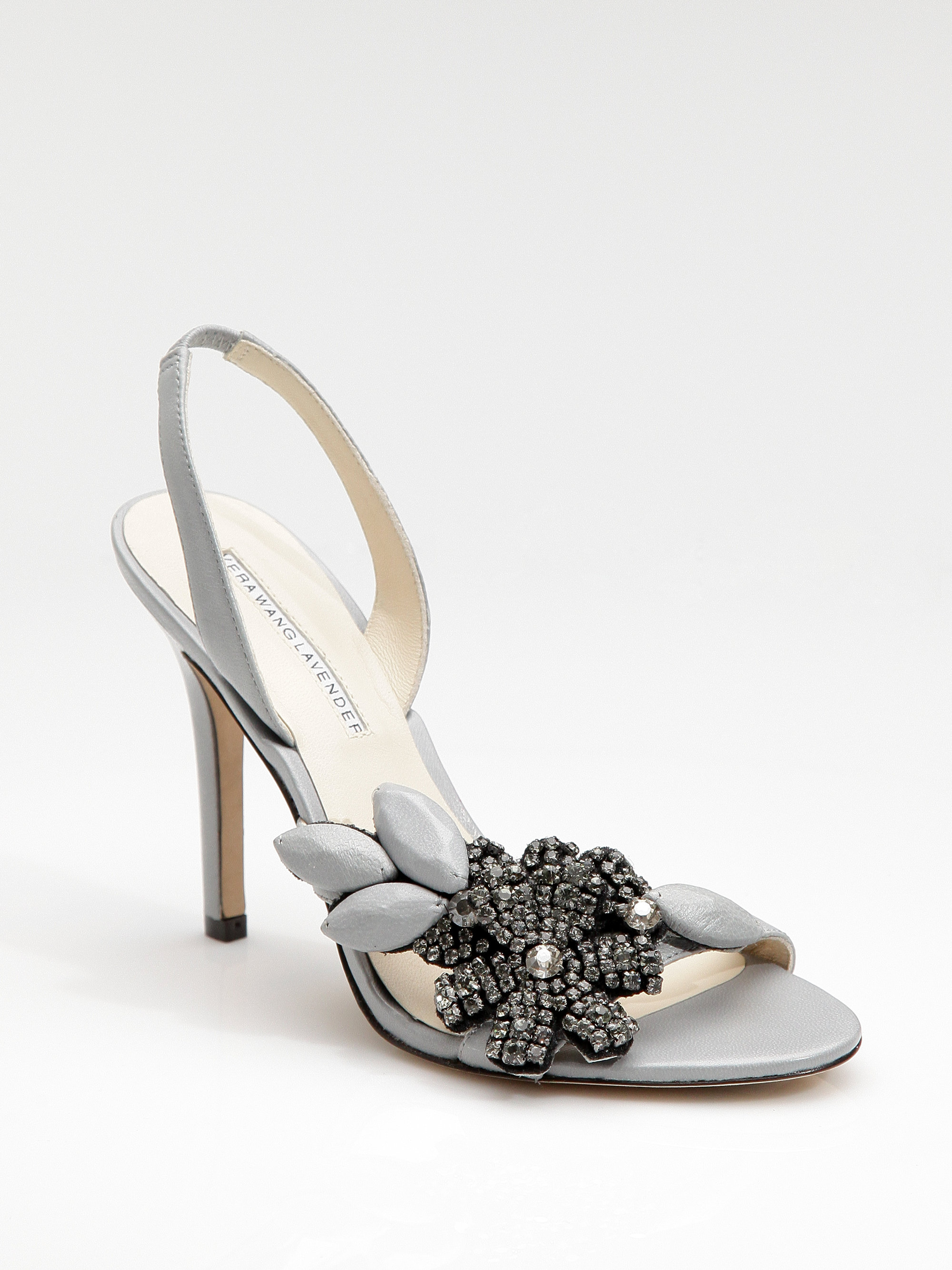 Vera Wang Lavender Hemalia Jeweled Flower Sandals in Silver (grey ...