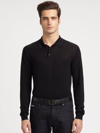 Armani Silk Cotton Polo Shirt - Lyst