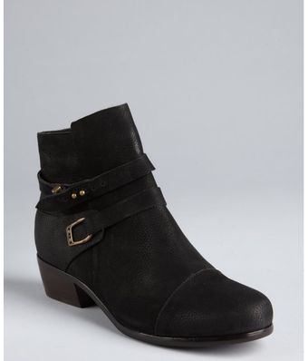 Joie Black Grained Leather Buckle Strapped Gypsy Ankle Boots - Lyst