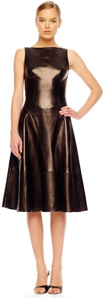 Michael Kors A Line Leather Dress - Lyst