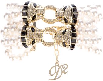 DSquared2 Embellished Pearl Logo Bracelet - Lyst