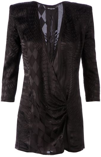 Balmain Embroidered Short Bodycon Dress - Lyst