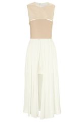 Barbara Casasola Nude Leather Pleat Shorts Dress