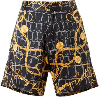 Jeremy Scott Scarf Printed Silk Shorts - Lyst