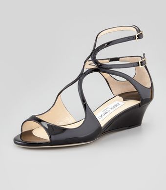 Jimmy Choo Inka Patent Wedge Sandal - Lyst