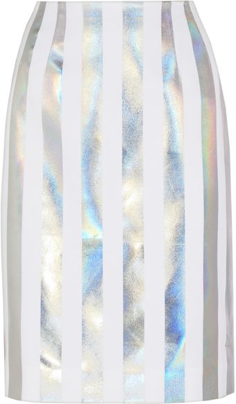 Jonathan Saunders Issy Holographic Striped Crepe Pencil Skirt - Lyst