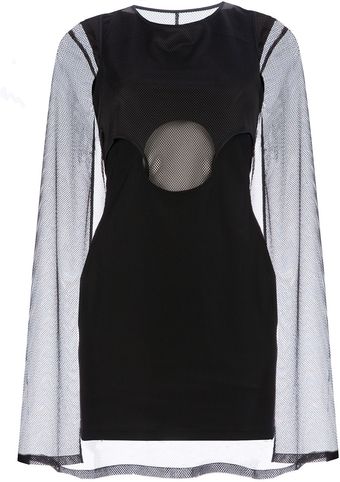 Junya Watanabe Mesh Caped Short Dress - Lyst