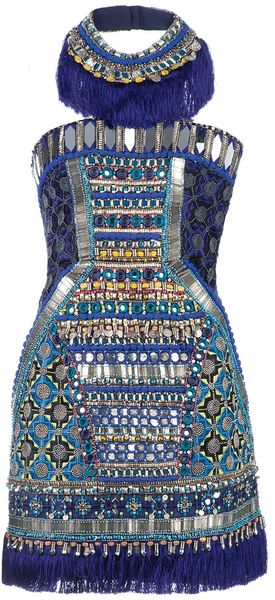 Matthew Williamson Embroidered Beaded Sleeveless Dress - Lyst