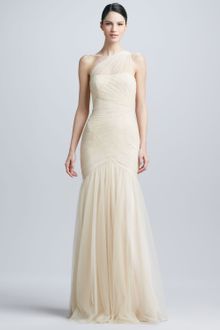 Ml Monique Lhuillier One Shoulder Tulle Gown - Lyst