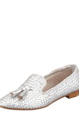 Prada Madras Metallic Woven Tassel Loafers