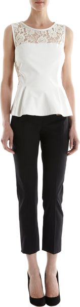 Sea Leather Inset Sleeveless Peplum Top - Lyst