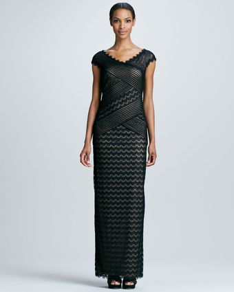 Tadashi Shoji Mixed Lace Gown - Lyst