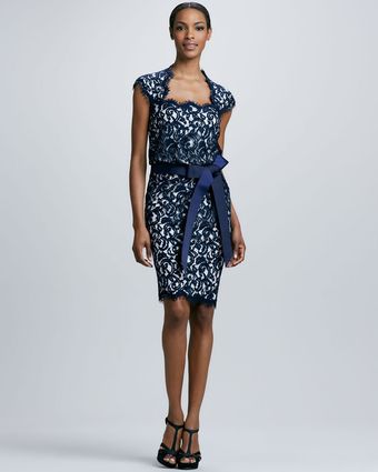 Tadashi Shoji Square Neck Cocktail Dress - Lyst