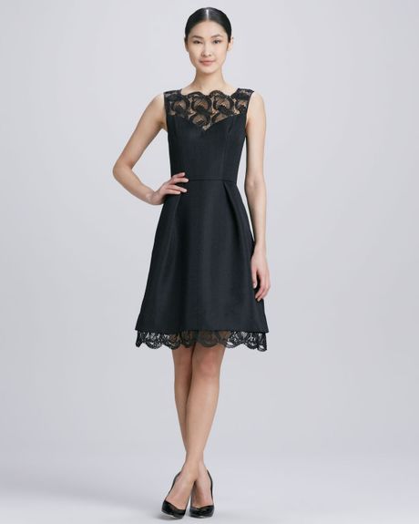 Theia Sleeveless Fit And Flare Cocktail Dress in Black - Lyst