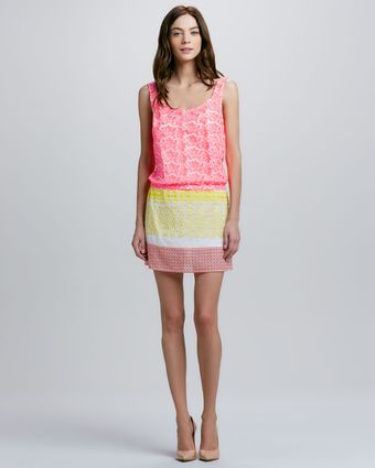 Tracy Reese Scoopneck Mixed Media Dress - Lyst