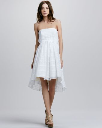 Tracy Reese Strapless Striped Highlow Dress - Lyst