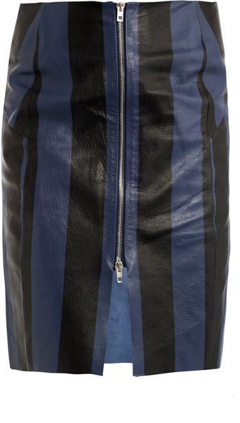 Acne Voila Stripe Print Leather Skirt - Lyst