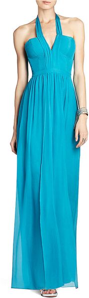 BCBGMAXAZRIA Starr Deep Vneck Silk Halter Dress - Lyst