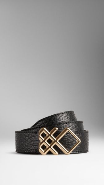 Burberry Leather Check Buckle Belt - Lyst