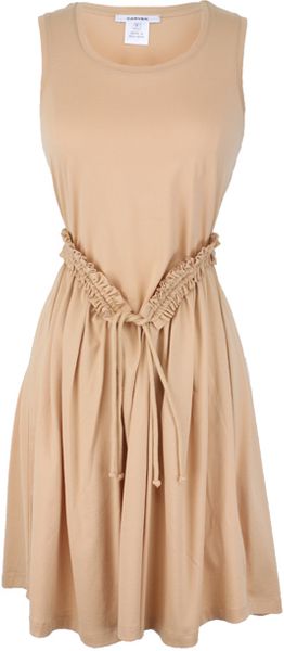 Carven Jersery Drawstring Sleeveless Dress - Lyst