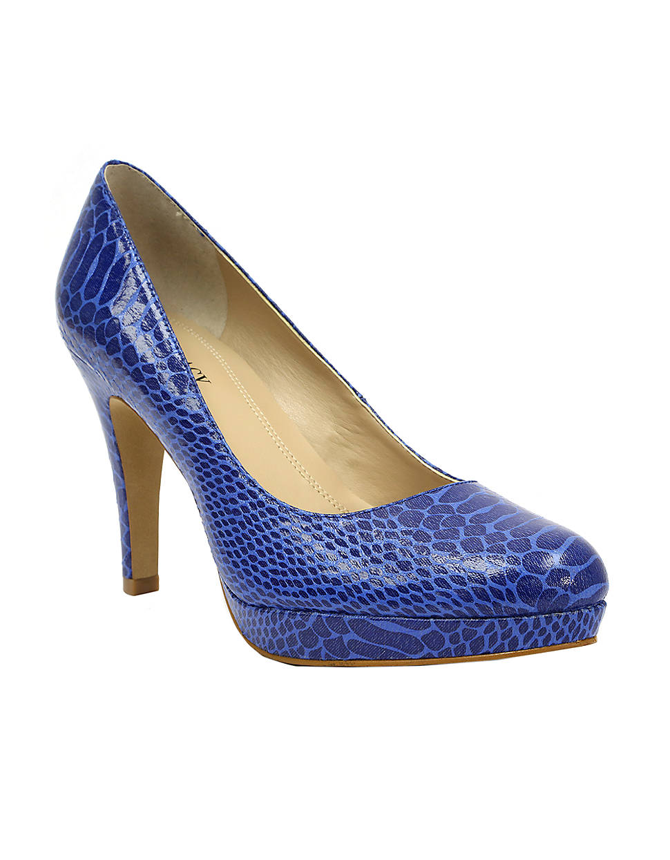 blue snakeskin heels