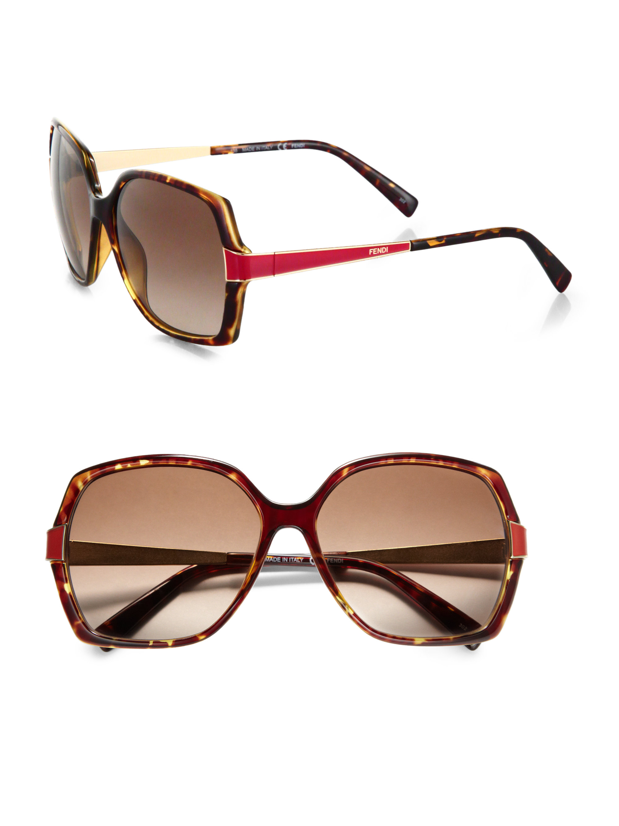Fendi Contrast Oversized Square Sunglasses In Brown