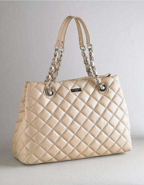 Kate Spade Maryanne Quilted Leather Tote Bag in Beige | Lyst