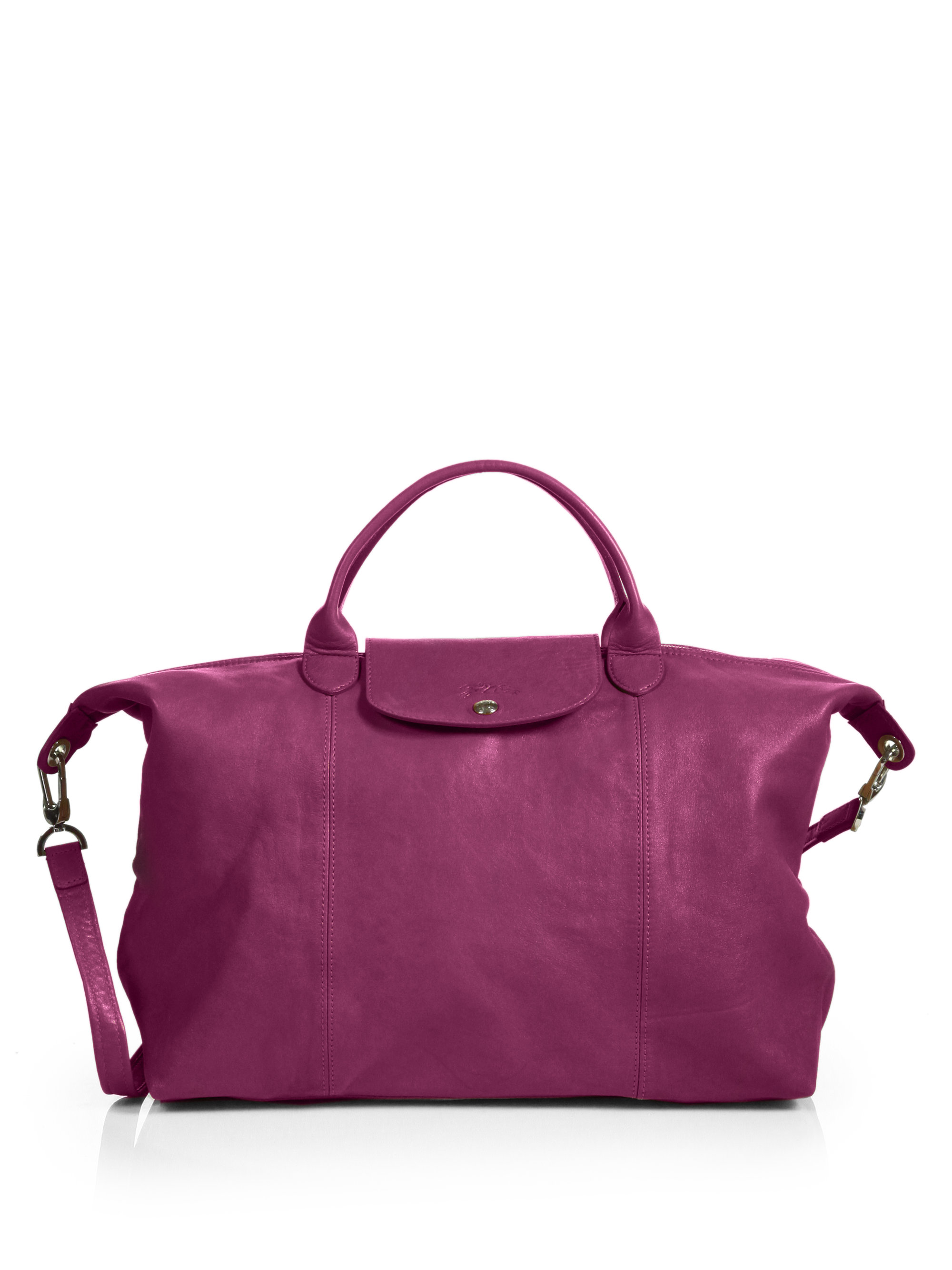 Longchamp Le Pliage Cuir Small Top Handle Bag in Purple (fuchsia) Lyst