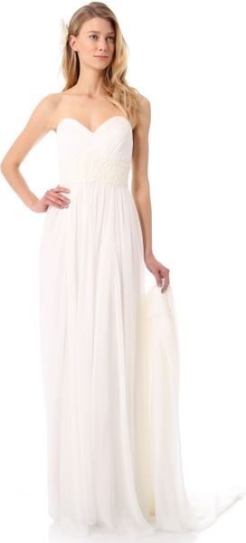 Marchesa Grecian Strapless Sweetheart Gown - Lyst