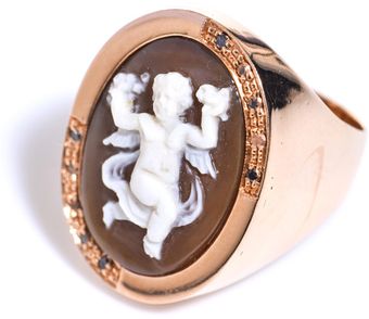 Amedeo Diamond and Goldplated Cherub Cameo Ring - Lyst