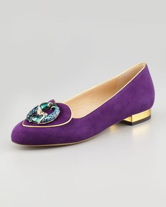 Charlotte Olympia Birthday Pisces Zodiac Suede Smoking Slipper - Lyst