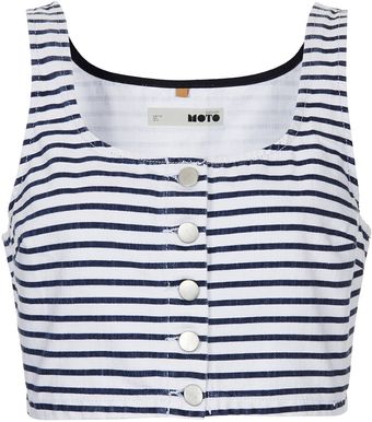 Moto Stripe Denim Bralet - Lyst