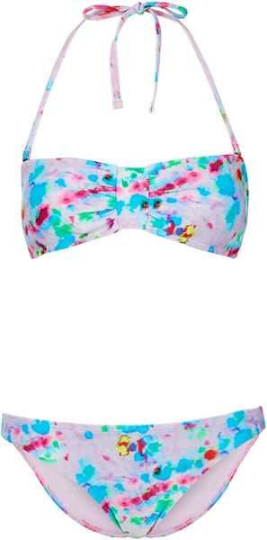 Topshop Lilac Tie Dye Bandeau Bikini In Multicolor Lilac Lyst