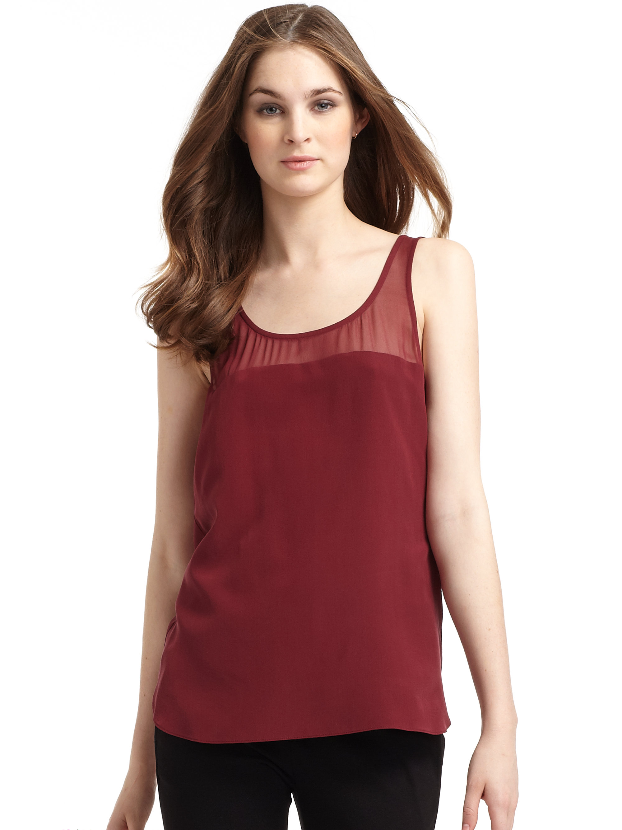 Adam Silk Slouchy Tank Top in Red (brick) Lyst